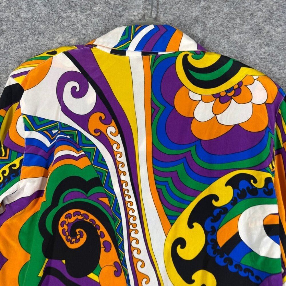 Vintage Paolo Santini Silk Blouse Multicolor Size 8 Retro Art Print Abstract - Picture 13 of 15